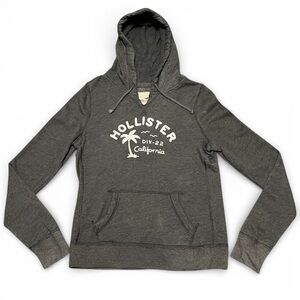 Hollister Pullover Hoodie Womens L Gray Preppy 2000s Casual Retro Layer Grunge